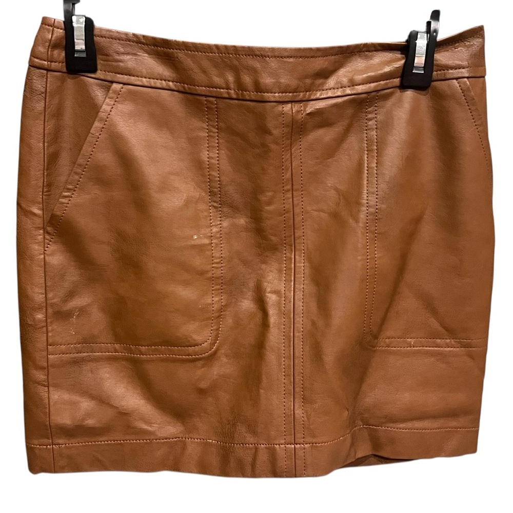 Kensie Light Brown Leather Mini Skirt